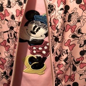 Disney Girls Bomber Satin Jacket with Embroidered Minnie Mouse Cotton T-shirt